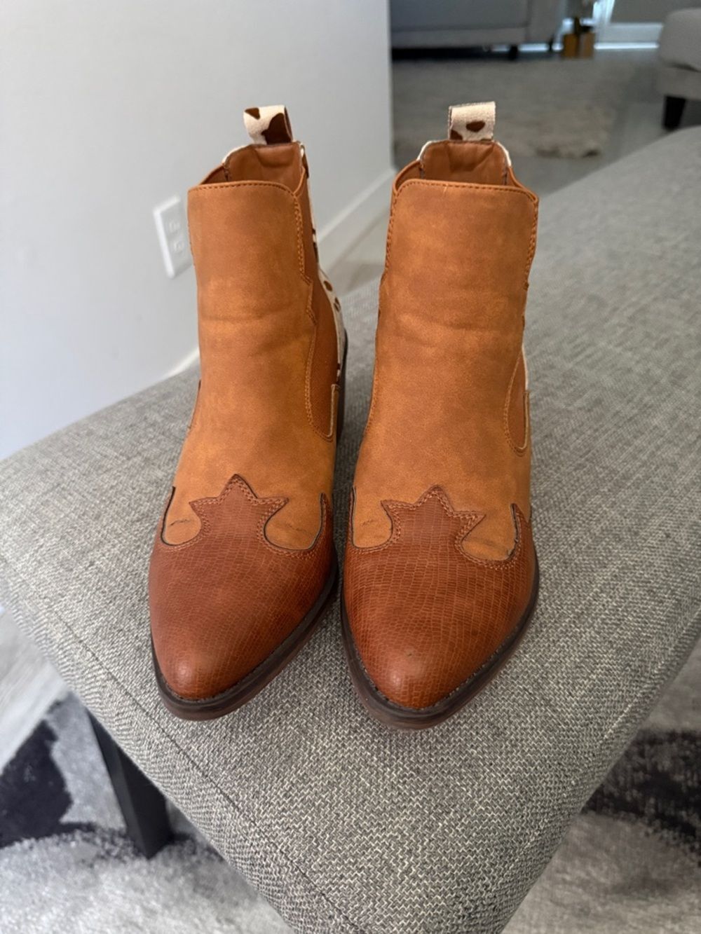 Buckle Pierre Dumas Wilder Ankle Boot Brown Cowhide Accent Western Boots Size 7 - Picture 5 of 11